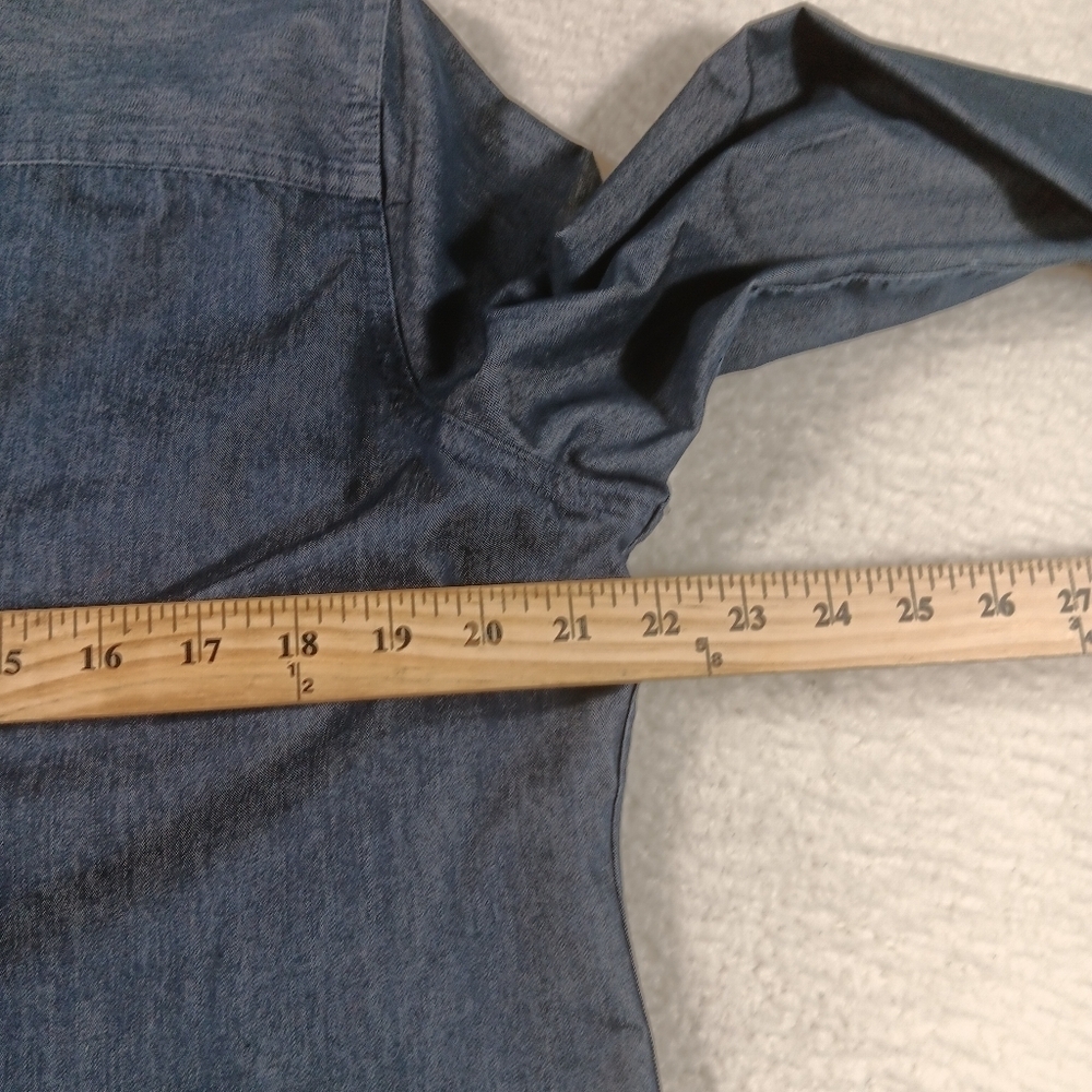 Vintage Gap Shirt Womens Large Blue Denim Pearl Snap Western Rodeo Flap Pocket - Picture 9 of 11